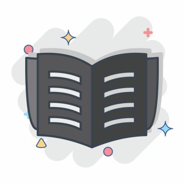 Simge Kitabı. Kitap sembolüyle ilgili. Çizgi roman. Basit tasarım çizimi
