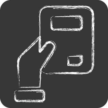 Simge Cep Defteri. Kitap sembolüyle ilgili. Tebeşir stili. Basit tasarım çizimi