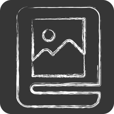 Simge Albümü. Kitap sembolüyle ilgili. Tebeşir stili. Basit tasarım çizimi