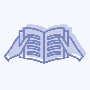 Simge Bir Kitap Oku. Kitap sembolüyle ilgili. İki ton stili. Basit tasarım çizimi