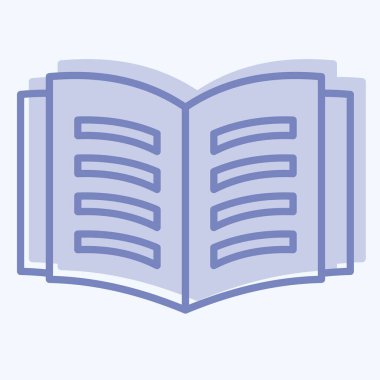 Simge Açık Kitap. Kitap sembolüyle ilgili. İki ton stili. Basit tasarım çizimi