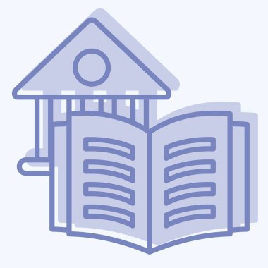 Simge Kütüphanesi. Kitap sembolüyle ilgili. İki ton stili. Basit tasarım çizimi