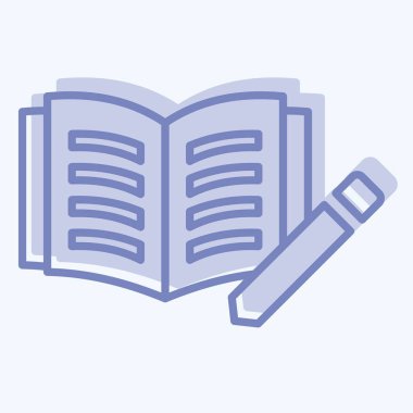 Simge Günlüğü. Kitap sembolüyle ilgili. İki ton stili. Basit tasarım çizimi