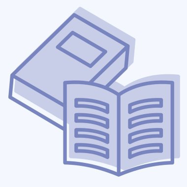 Simge Kitapları. Kitap sembolüyle ilgili. İki ton stili. Basit tasarım çizimi