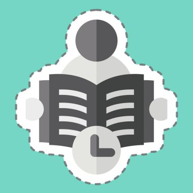 Etiket satırı okuma süresini kesti. Kitap sembolüyle ilgili. Basit tasarım çizimi