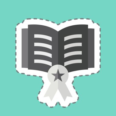 Çıkartma çizgisi Best Seller 'ı kesti. Kitap sembolüyle ilgili. Basit tasarım çizimi