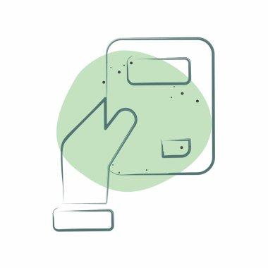 Simge Cep Defteri. Kitap sembolüyle ilgili. Renkli Leke Biçimi. Basit tasarım çizimi