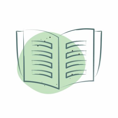 Simge Kitabı. Kitap sembolüyle ilgili. Renkli Leke Biçimi. Basit tasarım çizimi