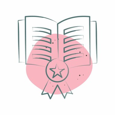 Simge En Çok Satanlar. Kitap sembolüyle ilgili. Renkli Leke Biçimi. Basit tasarım çizimi