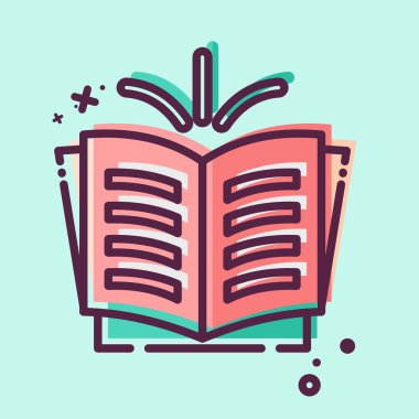 Simge Hikayesi. Kitap sembolüyle ilgili. MBE tarzı. Basit tasarım çizimi