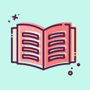 Simge Açık Kitap. Kitap sembolüyle ilgili. MBE tarzı. Basit tasarım çizimi