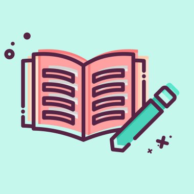 Simge Günlüğü. Kitap sembolüyle ilgili. MBE tarzı. Basit tasarım çizimi