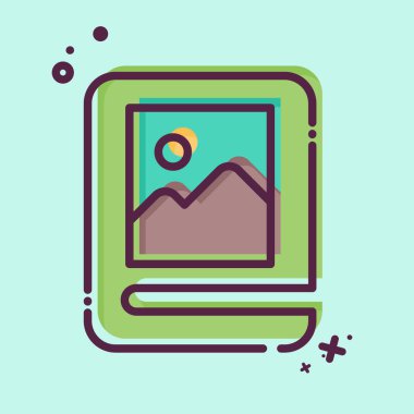 Simge Albümü. Kitap sembolüyle ilgili. MBE tarzı. Basit tasarım çizimi