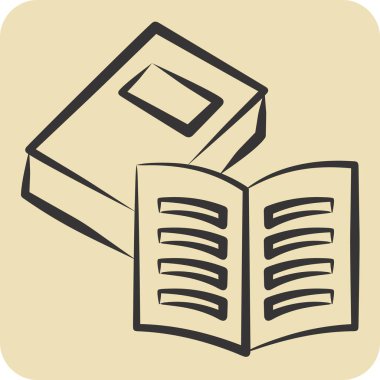 Simge Kitapları. Kitap sembolüyle ilgili. El çizimi tarzı. Basit tasarım çizimi