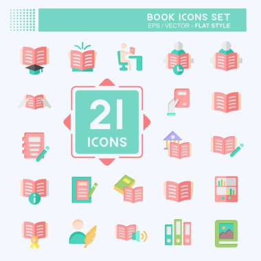 Simge Ayarlama Kitabı. Eğitim sembolüyle ilgili. Düz stil. Basit tasarım çizimi