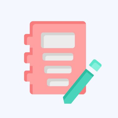 Simge Defteri. Kitap sembolüyle ilgili. Düz stil. Basit tasarım çizimi