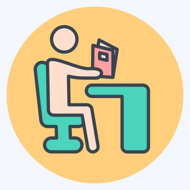 Simge okuma. Kitap sembolüyle ilgili. renk arkadaşı stili. Basit tasarım çizimi