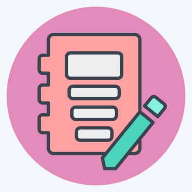 Simge Defteri. Kitap sembolüyle ilgili. renk arkadaşı stili. Basit tasarım çizimi