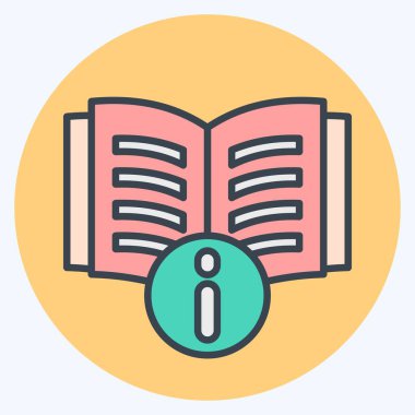 Simge Talimatları. Kitap sembolüyle ilgili. renk arkadaşı stili. Basit tasarım çizimi