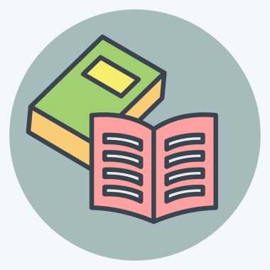 Simge Kitapları. Kitap sembolüyle ilgili. renk arkadaşı stili. Basit tasarım çizimi