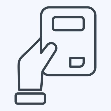 Simge Cep Defteri. Kitap sembolüyle ilgili. Sıra tarzı. Basit tasarım çizimi