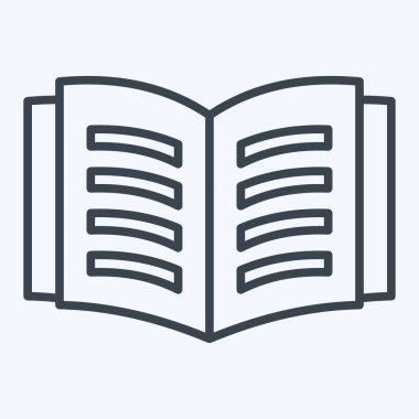 Simge Açık Kitap. Kitap sembolüyle ilgili. Sıra tarzı. Basit tasarım çizimi