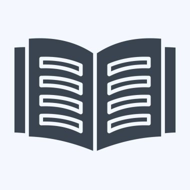 Simge Açık Kitap. Kitap sembolüyle ilgili. Kabartma tarzı. Basit tasarım çizimi