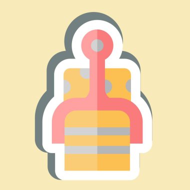 Çıkartmalı Peynir Dilimleyici. Mutfak Aletleri Sembolü ile ilgili. Basit tasarım çizimi