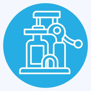 Simge Şarap Açacağı. Mutfak Aletleri Sembolü ile ilgili. Mavi gözlü. Basit tasarım çizimi