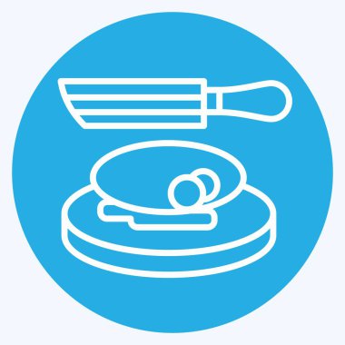 İkon Biftek Bıçak Seti. Mutfak Aletleri Sembolü ile ilgili. Mavi gözlü. Basit tasarım çizimi