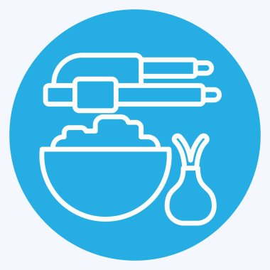 Sarımsak ezici. Mutfak Aletleri Sembolü ile ilgili. Mavi gözlü. Basit tasarım çizimi