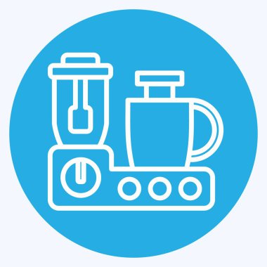 Simge Gıda İşlemcisi. Mutfak Aletleri Sembolü ile ilgili. Mavi gözlü. Basit tasarım çizimi