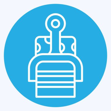 Icon Peynir Dilimleyici. Mutfak Aletleri Sembolü ile ilgili. Mavi gözlü. Basit tasarım çizimi