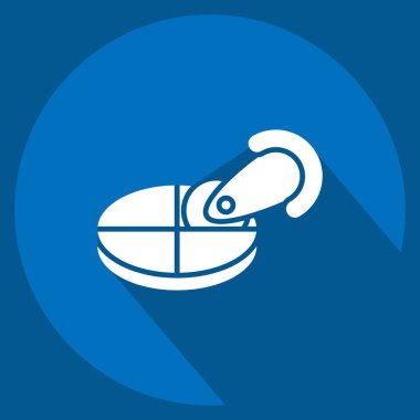 Icon Pizza Kesicisi. Mutfak Aletleri Sembolü ile ilgili. Uzun gölge tarzı. Basit tasarım çizimi