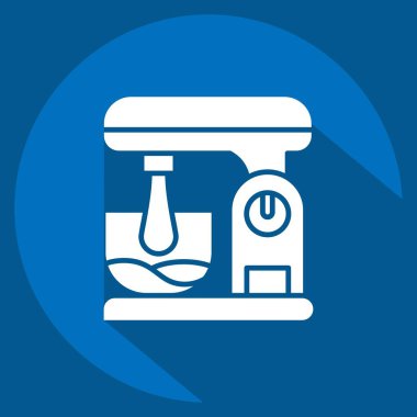 Simge Mutfağı Karıştırıcısı. Mutfak Aletleri Sembolü ile ilgili. Uzun gölge tarzı. Basit tasarım çizimi