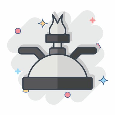 Icon Gaz Yakıcı. Mutfak Aletleri Sembolü ile ilgili. Çizgi roman. Basit tasarım çizimi