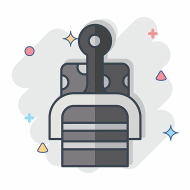 Icon Peynir Dilimleyici. Mutfak Aletleri Sembolü ile ilgili. Çizgi roman. Basit tasarım çizimi