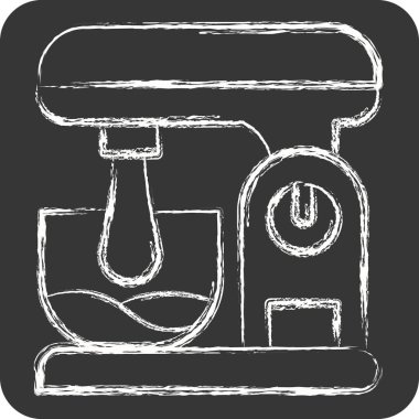 Simge Mutfağı Karıştırıcısı. Mutfak Aletleri Sembolü ile ilgili. Tebeşir stili. Basit tasarım çizimi