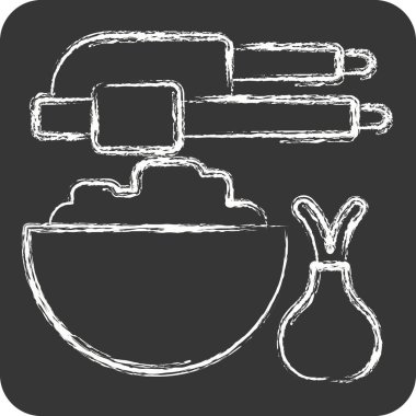 Sarımsak ezici. Mutfak Aletleri Sembolü ile ilgili. Tebeşir stili. Basit tasarım çizimi