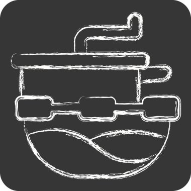İkon Yemek Fabrikası. Mutfak Aletleri Sembolü ile ilgili. Tebeşir stili. Basit tasarım çizimi