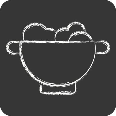 Simge Colander. Mutfak Aletleri Sembolü ile ilgili. Tebeşir stili. Basit tasarım çizimi