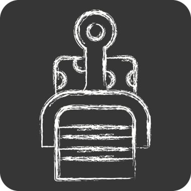 Icon Peynir Dilimleyici. Mutfak Aletleri Sembolü ile ilgili. Tebeşir stili. Basit tasarım çizimi