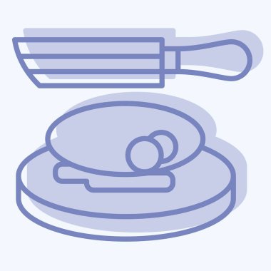 İkon Biftek Bıçak Seti. Mutfak Aletleri Sembolü ile ilgili. İki ton stili. Basit tasarım çizimi