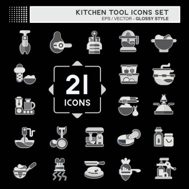 Simge Ayarlama Mutfak Aracı. Gıda sembolüyle ilgili. Parlak bir stil. Basit tasarım çizimi