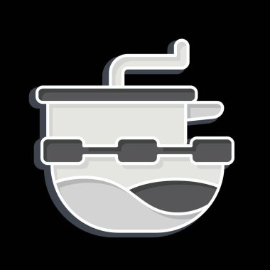 İkon Yemek Fabrikası. Mutfak Aletleri Sembolü ile ilgili. Parlak bir stil. Basit tasarım çizimi