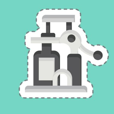 Çıkartma çizgisi şarap açacağını kesti. Mutfak Aletleri Sembolü ile ilgili. Basit tasarım çizimi