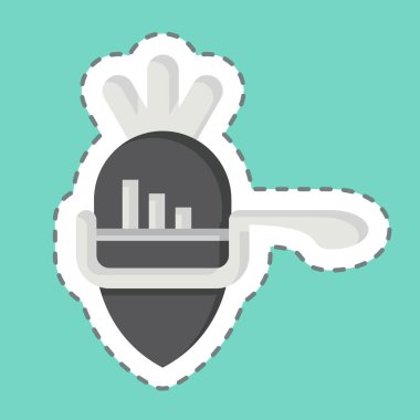 Çıkartma çizgisi Sebze Soyacağı 'nı kesti. Mutfak Aletleri Sembolü ile ilgili. Basit tasarım çizimi