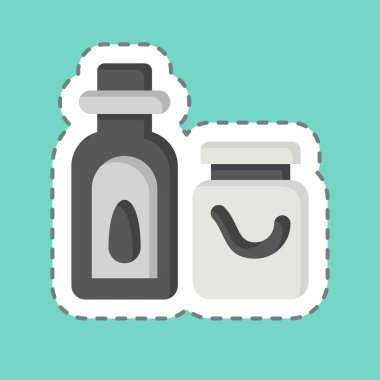 Çıkartma çizgisi baharatı kesmiş. Mutfak Aletleri Sembolü ile ilgili. Basit tasarım çizimi