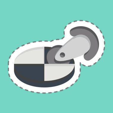 Çıkartma hattı Pizza Cutter 'ı kesti. Mutfak Aletleri Sembolü ile ilgili. Basit tasarım çizimi