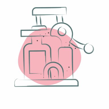 Simge Şarap Açacağı. Mutfak Aletleri Sembolü ile ilgili. Renkli Leke Biçimi. Basit tasarım çizimi